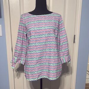 Talbots Boxy Pink and Blue 3/4 Sleeve Tunic